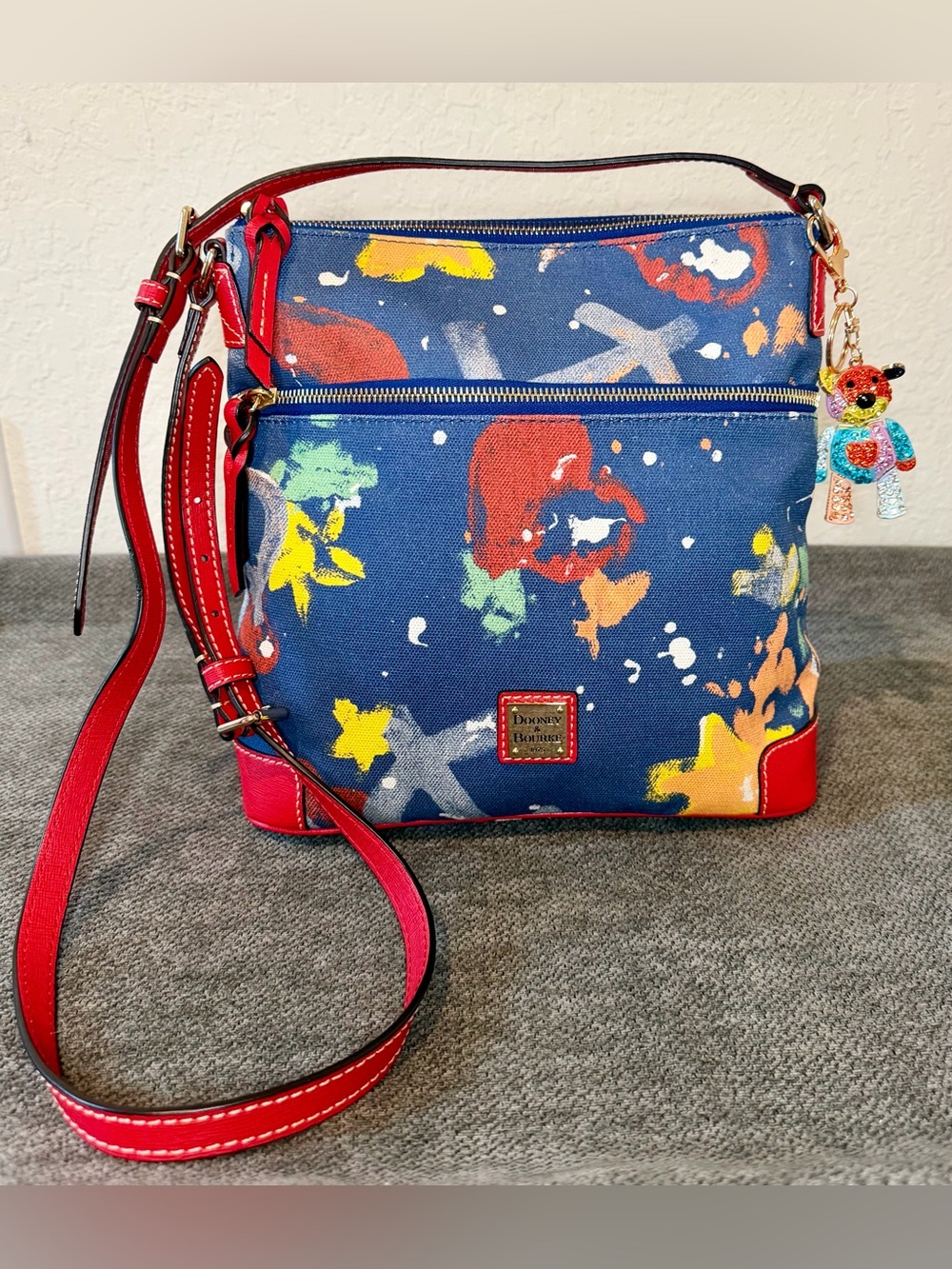 Vintage Dooney & Bourke Graffiti Denim Crossbody Bag